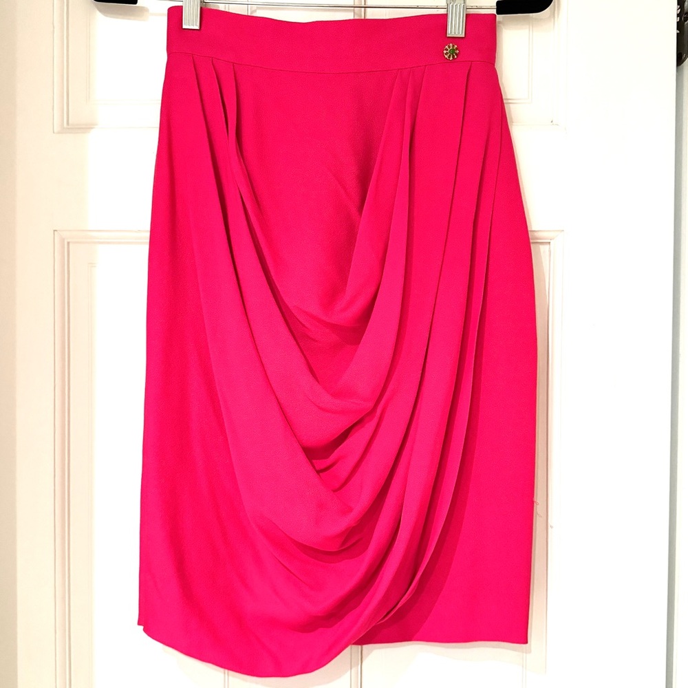 Chanel Hot Pink Crepe Skirt